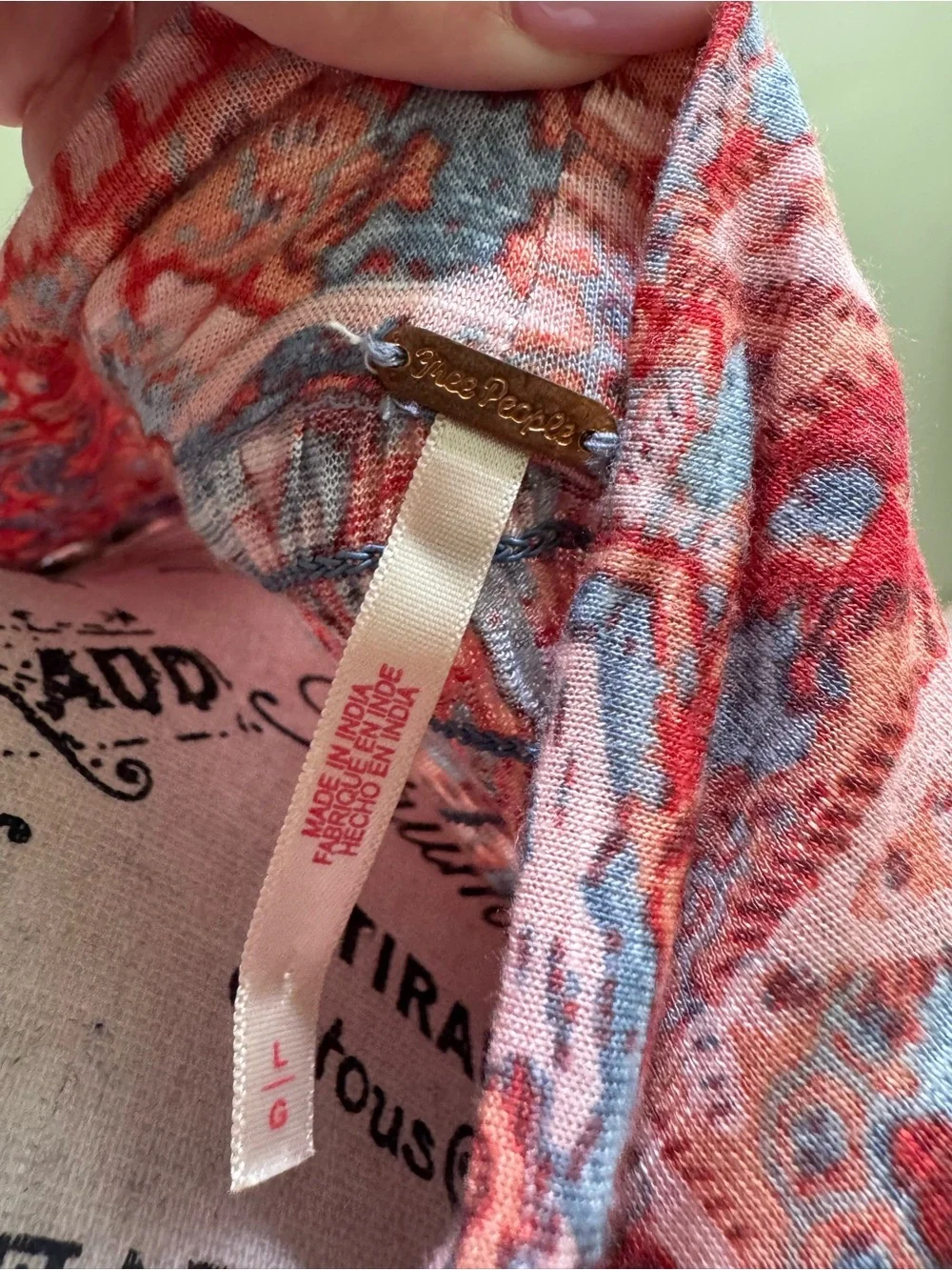 Free People Coral and Blue Paisley Lightweight Cardigan